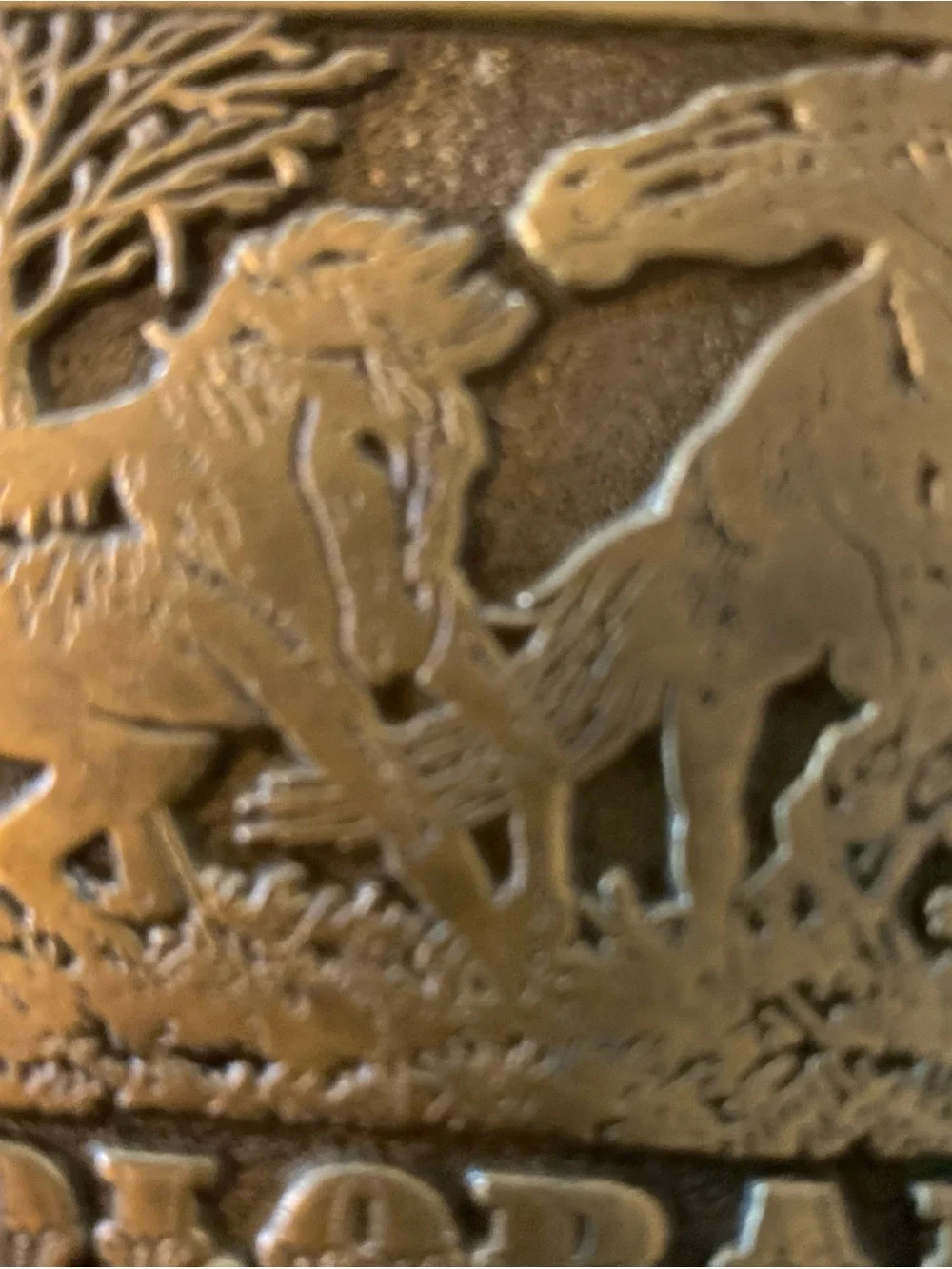 Brass Embossed Horse Belt Buckle - Men's Leather Accessory. Circa 1977. Colorado